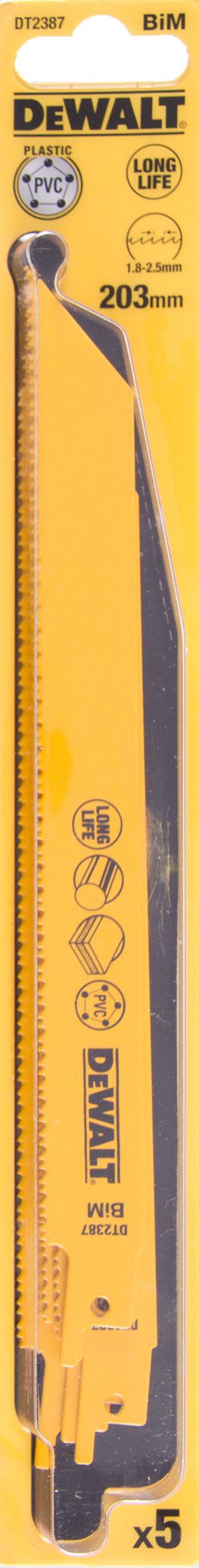 Полотно DEWALT DT2387, универсальное для сабельных пил биметаллическое 203 x 1.8-2.5 мм, S1122VF, 5 шт.