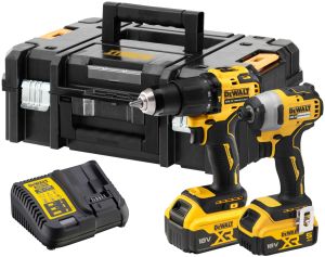 Аккумуляторный набор DEWALT DCK2062P2T, 18 В: дрель-шуруповерт DCD709 + шуруповерт DCF809, с 2 АКБ 5 Ач и ЗУ, в кейсе TSTAK