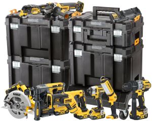 Аккумуляторный набор DEWALT DCK853P4T, 18 В: 8 инструментов, с 4 АКБ 5 Ач и двойным ЗУ, в 4 кейсах TSTAK (DCK853P4T-QW)