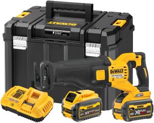 Аккумуляторная сабельная пила DEWALT DCS389T2, 54 В, 3000 ход/мин, 28.6 мм, с 2 АКБ 2 Ач и ЗУ, в кейсе TSTAK (DCS389T2-QW)