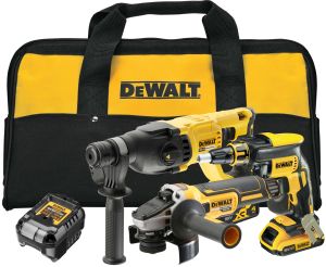 Аккумуляторный набор DEWALT DCK308DM, 18 В: шуруповерт DCF620 + УШМ DCG405 + перфоратор DCH133, с 2 АКБ 2 и 4 Ач и ЗУ, в сумке