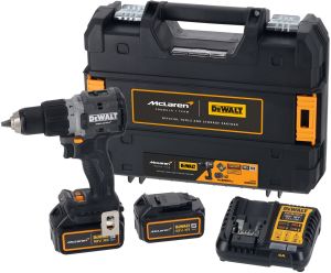 Дрель-шуруповерт DEWALT McLaren Limited Edition DCD85MP2T, 18 В, 2000 об/мин, 2 АКБ 5 Ач и ЗУ, в кейсе TSTAK (DCD85MP2T-QW)