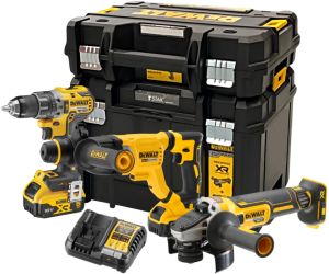 Аккумуляторный набор DEWALT DCK327P2T, 18 В: дрель DCD791 + перфоратор DCH263 + УШМ DCG405, с 2 АКБ 5 Ач и ЗУ, в 2 кейсах TSTAK