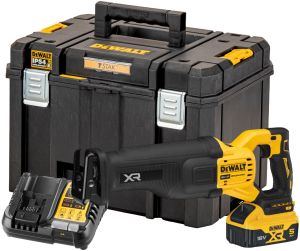 Аккумуляторная сабельная пила DEWALT DCS386P1T, 18/54 В, 3000 ход/мин, 28.6 мм, с АКБ 5 Ач и ЗУ, в кейсе TSTAK (DCS386P1NT-XJ)
