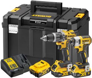 Аккумуляторный набор DEWALT DCK266P3T, 18 В: дрель-шуруповерт DCD796 + шуруповерт DCF887, с 3 АКБ 5 Ач и ЗУ, в кейсе TSTAK