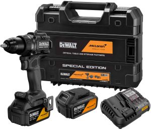 Аккумуляторная дрель-шуруповерт DEWALT McLaren Limited Edition DCD81MP2T, 18 В, 2000 об/мин, с 2 АКБ 5 Ач и ЗУ, в кейсе TSTAK
