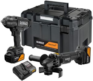 Аккумуляторный набор DEWALT McLaren Limited Edition DCK2225MP2T, 18 В: УШМ + гайковерт, с 2 АКБ 5 Ач и ЗУ, в кейсе TSTAK