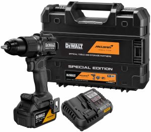 Ударная дрель-шуруповерт DEWALT McLaren Limited Edition DCD86MP1T, 18 В, 2000 об/мин, с АКБ 5 Ач и ЗУ, в кейсе TSTAK