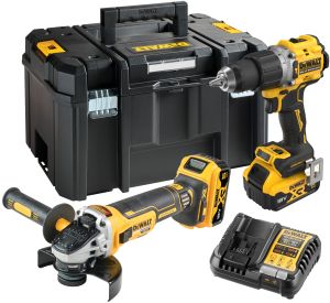 Аккумуляторный набор DEWALT DCK2026P2T, 18 В: дрель-шуруповерт DCD805 + УШМ DCG405, с 2 АКБ 5 Ач и ЗУ, в кейсе TSTAK