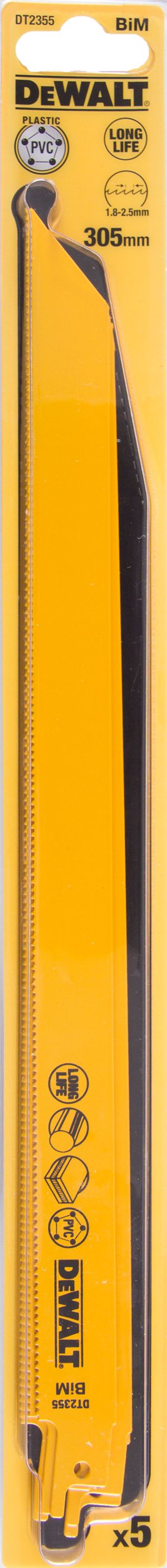 Полотно DEWALT DT2355, универсальное для сабельных пил биметаллическое 305 x 1.8-2.5 мм, S1222VF, 5 шт.