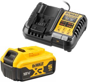 Набор DEWALT: АКБ DCB184, Li-Ion, 18 В, 5 Ач и зарядное устройство DCB1104, 12/18 В, 4 A (DCB1104P1)