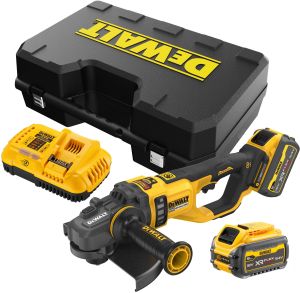 Аккумуляторная угловая шлифмашина DEWALT DCG460X2, 54 В, 230 мм, 6000 об/мин, с 2 АКБ 3 Ач и ЗУ, в кейсе (DCG460X2-QW)