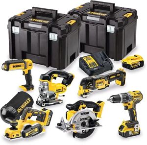 Набор бесщеточных аккумуляторных инструментов DeWALT DCK665P3T: дрель-шуруповерт, лобзик, циркулярная пила, рубанок, реноватор-мультитул, фонарь, 3 Акб, ЗУ, 2 кейса TSTAK