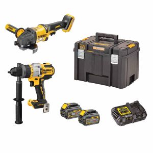 Набор DEWALT: аккумуляторная дрель-шуруповерт DCD999, 18 В и угловая шлифмашина DCG418, 54 В, c 2 АКБ 6 Ач и ЗУ, в кейсе TSTAK, DCK2016T2T