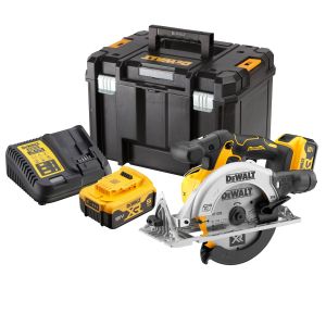 Аккумуляторная дисковая пила DEWALT DCS565P2, 18 В, 165 мм, 4950 об/мин, с 2 АКБ 5 Ач и ЗУ, в кейсе TSTAK (DCS565P2-QW)