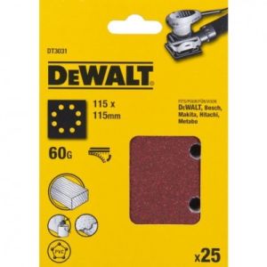 Шлифлисты перфорированные DEWALT DT3031, 115 x 115 мм, 60G, 25 шт.