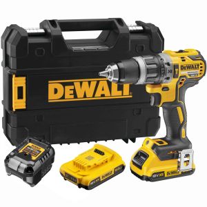 Ударная дрель-шуруповерт DEWALT DCD796D2, 18 В, 2000 об/мин, 34000 уд/мин, с 2 АКБ 2 Ач и ЗУ, в кейсе (DCD796D2-QW)
