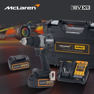 Ударная дрель-шуруповерт DEWALT McLaren Limited Edition DCD85MM2T, 18 В, 2000 об/мин, с 2 АКБ 4 Ач и ЗУ, в кейсе TSTAK