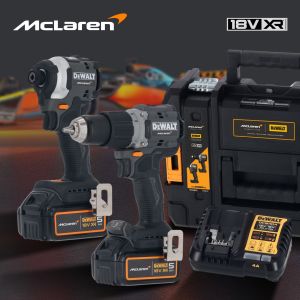Аккумуляторный набор DEWALT McLaren Limited Edition DCK200MP2T: дрель-шуруповерт + шуруповерт, с 2 АКБ 5 Ач и ЗУ, в кейсе TSTAK