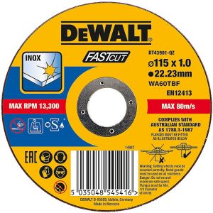 Круг отрезной DEWALT DT43901, быстр рез, 115 x 22.2 x 1 мм, тип 41