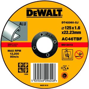 Круг отрезной по алюминию 125x22.2x1.6мм тип 1 DEWALT DT42360