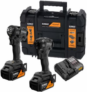 Аккумуляторный набор DEWALT McLaren Limited Edition DCK2224MP2T, 18 В: шуруповерт + гайковерт, с 2 АКБ 5 Ач и ЗУ, в кейсе TSTAK