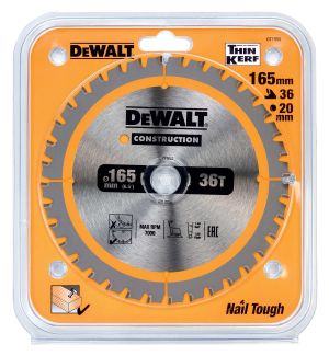 Диск пильный по дереву DEWALT CONSTRUCTION, 165х20х1 мм (DT1950-QZ)