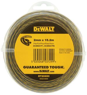 Леска для триммера DEWALT DT20650, витой квадрат, 2 мм, 15.2 м, 2 шт. (DT20650-QZ-2)