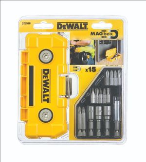 Набор бит и торцевых головок DEWALT DT7918, в магнитном боксе MAGBox 15 предметов