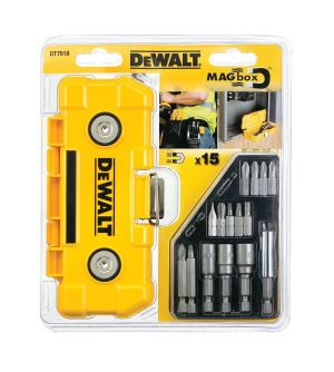 Набор бит и торцевых головок DEWALT DT7918, в магнитном боксе MAGBox 15 предметов