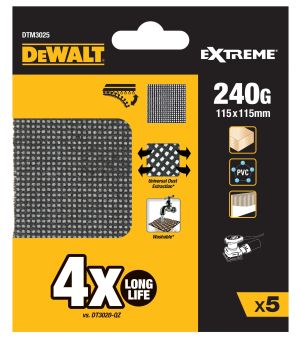 Сетчатый шлифлист DEWALT DTM3025, 115х115 мм, 240G, 5 шт. (DTM3025-QZ)
