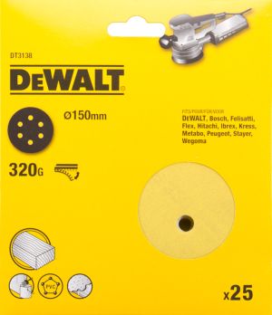 Шлифкруги DEWALT DT3138, 150 мм, 6 отверстий, 320G, 25 шт.