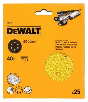 Шлифовальные круги DEWALT DT3131, 150 мм, 6 отверстий, 40G, 25 шт.