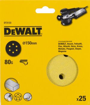 Шлифовальные круги DEWALT DT3133, 150 мм, 6 отверстий, 80G, 25 шт.