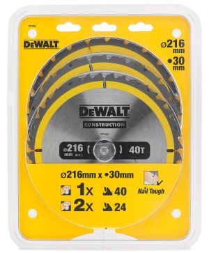 Пильный диск по дереву DEWALT DT1962, 216х30х1.7 мм, 3 шт. (DT1962-QZ)