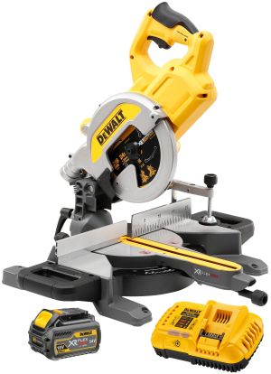 Аккумуляторная торцовочная пила DEWALT DCS777T2, 54 В, 216 мм, 6300 об/мин, с 2 АКБ 2 Ач и ЗУ (DCS777T2-QW)