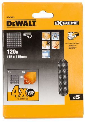 Сетчатый шлифлист DEWALT DTM3023, 115х115 мм, 120G, 5 шт. (DTM3023-QZ)
