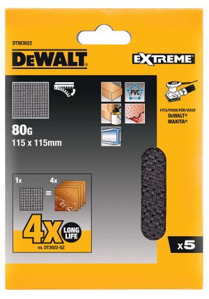 Сетчатый шлифлист DEWALT DTM3022, 115х115 мм, 80G, 5 шт. (DTM3022-QZ)