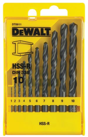 Набор сверл DEWALT DT5911 по металлу, 1-10 мм, 10 шт. (DT5911-QZ)