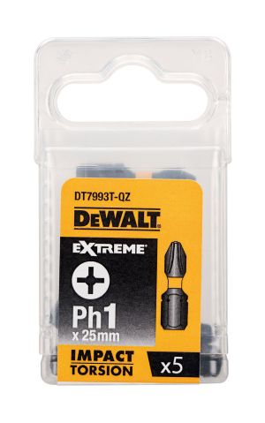 Биты ударные DEWALT IMPACT DT7993T, Torsion Ph1, 25 мм, 5 шт.