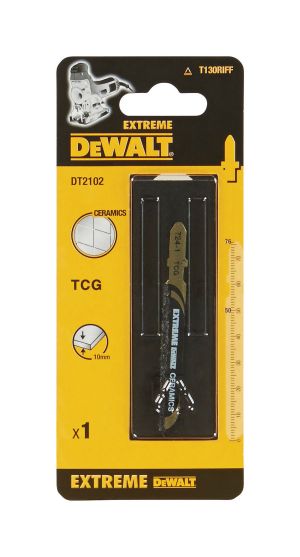 Пилка для лобзика DEWALT EXTREME DT2102, HM по керамической плитке карбид-вольфрамовая крошка, (НМ) 76 x 50 x10 мм, T130 RF, 1 шт.