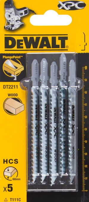 Пилка для лобзика DEWALT EXTREME PRECISION CUT DT2211, по дереву из высокоуглеродистой стали, HCS, 100 x 75 x 3.1 x 60 мм, T111C, 5 шт.