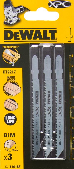 Пилка для лобзика DEWALT EXTREME PRECISION CUT DT2217, по дереву биметаллическая, BiM, 100 x 75 x 2.5 x 30 мм, T101BF, 3 шт.