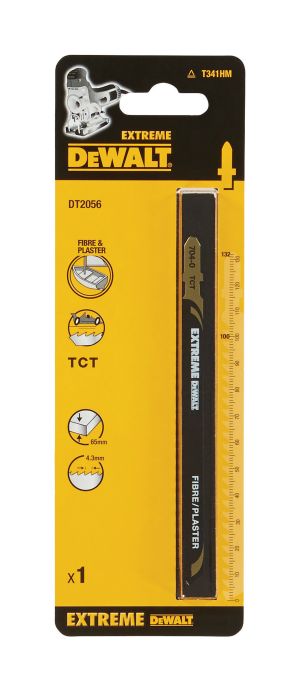 Пилка для лобзика DEWALT EXTREME DT2056, по стеклопластику HM зубья с карбид-вольфрамовыми наконечниками 132 x 100 x 4.3 x 65 мм, T341HM