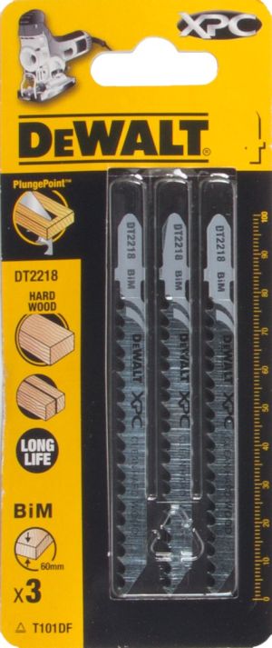 Пилка для лобзика DEWALT EXTREME PRECISION CUT DT2218, по дереву биметаллическая, BiM, 100 x 75 x 4 x 60 мм, T101DF, 3 шт.