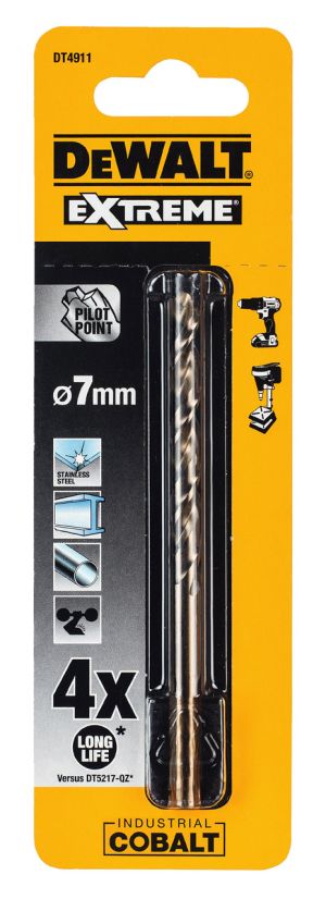 Сверло DEWALT DT4911, по металлу COBALT 5%, 7 x 109 x 66 мм
