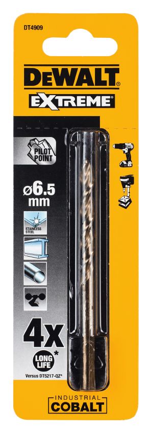 Сверло DEWALT DT4909, по металлу COBALT 5%, 6.5 x 101 x 58 мм