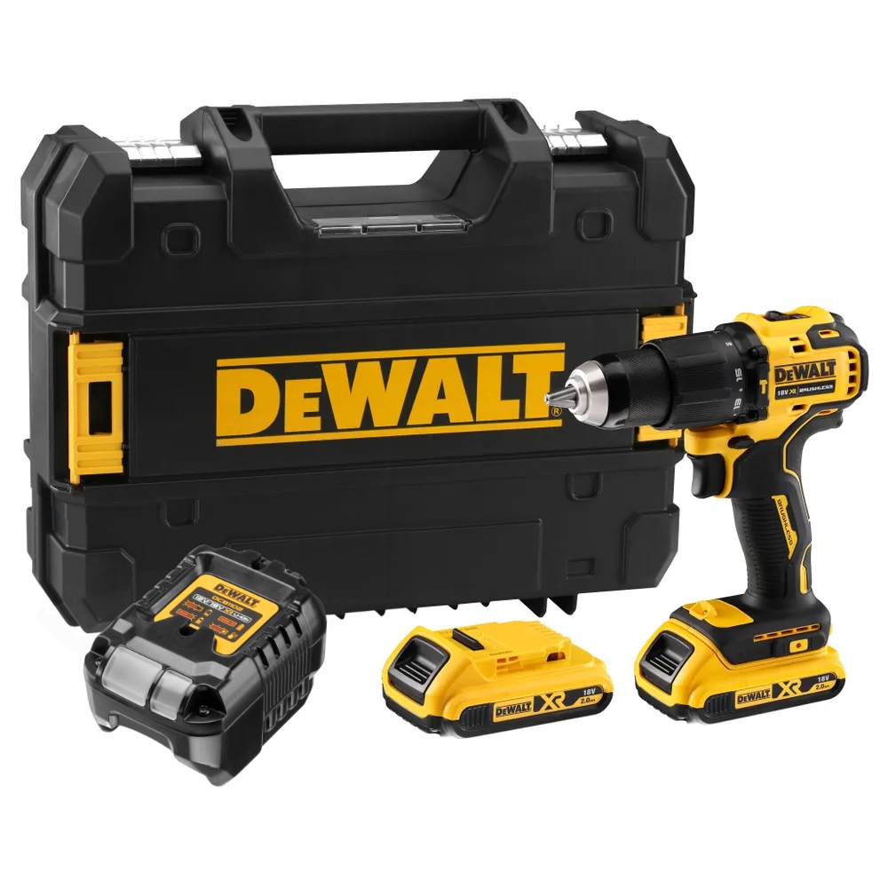 Аккумуляторная ударная дрель-шуруповерт DEWALT DCD709D2T, 18 В, 1650 об/мин, 28050 уд/мин, с 2 АКБ 2 Ач и ЗУ, в кейсе TSTAK (DCD709D2T-QW)