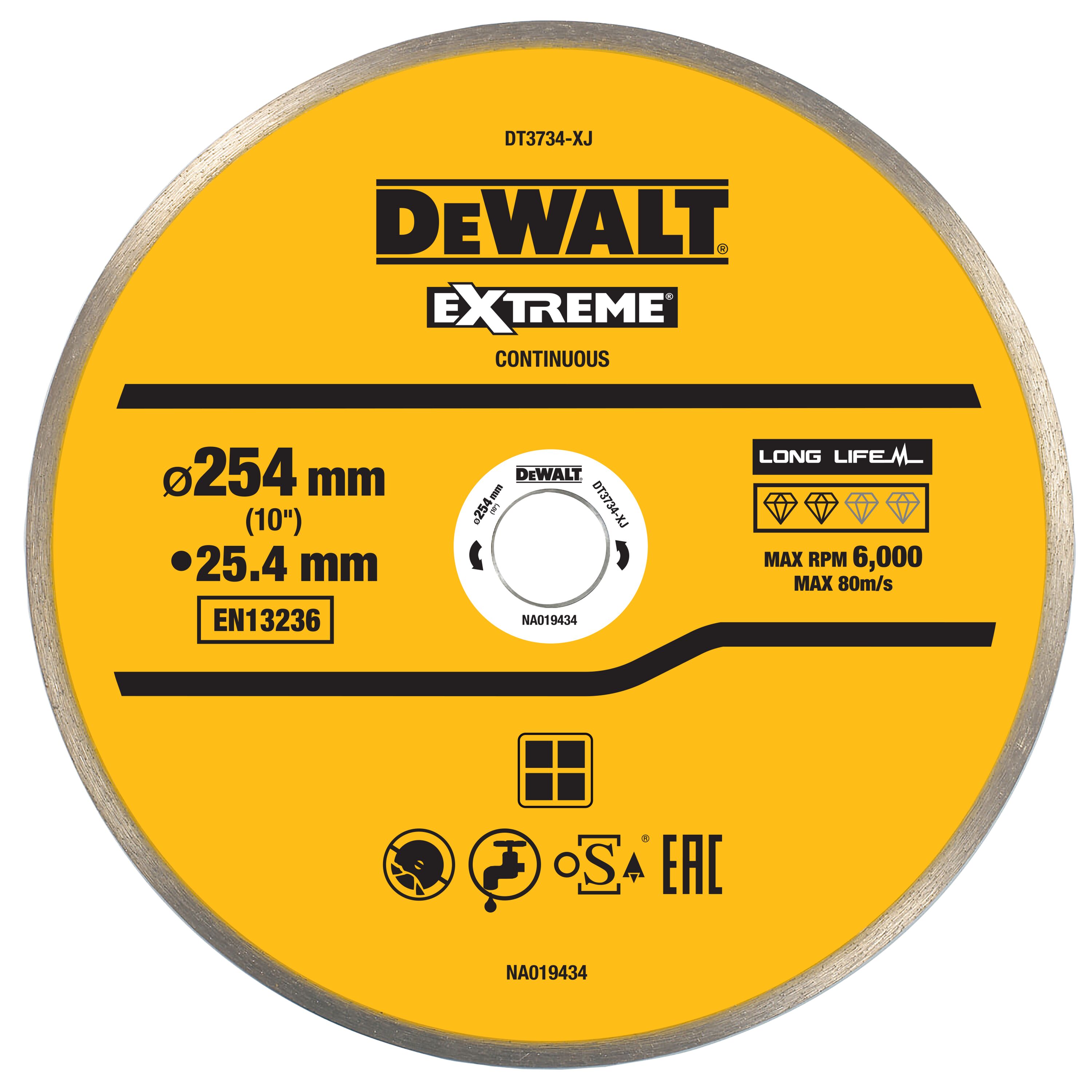 Отрезной алмазный диск DEWALT DT3734 по бетонуграниту 254х254х16 мм DT3734-XJ 6990₽
