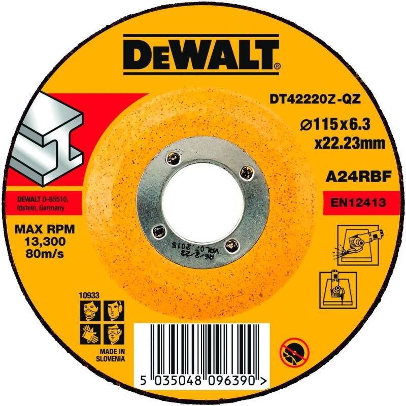 Круг обдирочный по металлу DEWALT DT42220Z, INDUSTRIAL, 115 x 22.2 x 6.3 мм